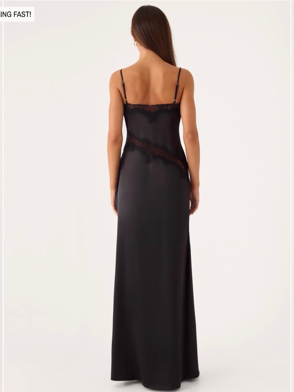 Peppermayo Black Lace-Trim Satin Slip Dress - Picture 3 of 3